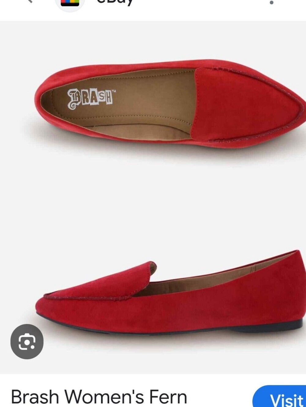Women's Red Pointed Toe Slip-On Flats